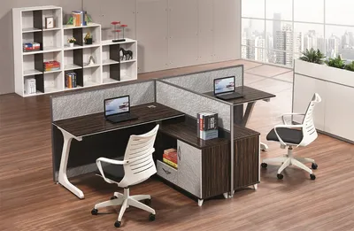 Popular Fashionable Veneer Work Contracted Partition 2 Seats Workstation