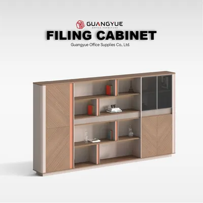 Modern Wooden Office Filing Cabinet with Large Storage and Hidden Handles