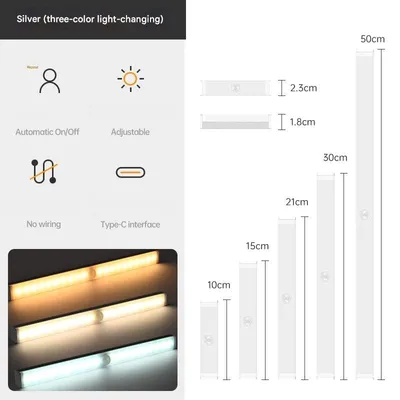 Charging Cabinet Light USB Charging 4000mA Battery Simple Installation LED Wardrobe Sensing Light
