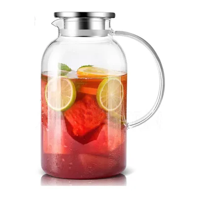 Heat Resistant 75oz High Borosilicate Glass Pitcher Water Carafe Glass Jug Carafe and Glass Set