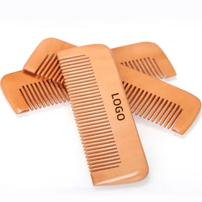 Wholesale Online Bulk Suplies Pear Peach Wood Pocket Beard Cheap Comb Custom Logo Long Handle Wooden Hair Comb