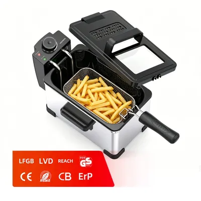 2L Non-Stick French Fryer with Lid Viewing Window and 1500W Power