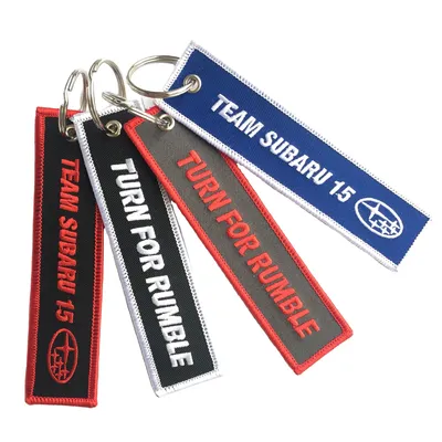 Dubai Hot Sale Custom Embroidered Key Tag/Jet Tags Woven Webbing Shirt Lanyard Keychain