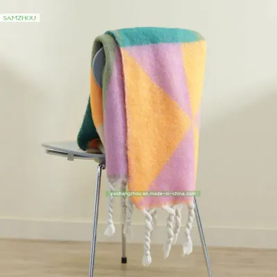 Soft Women Scarf Triangle Contrast Color Cashmere Fashion Shawl with Tassel