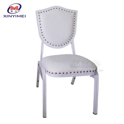 Wholesale Antique White PU Leather Rivet Banquet Chair
