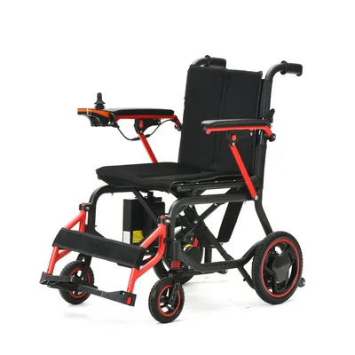 Medical Equipment Portable Lightweight Power Wheelchair Aluminum Alloy Remote Control Foldable Electric Wheelchair for Elderly