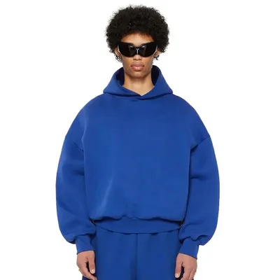 Custom Streetwear Blank Cotton Heavyweight 600GSM Oversized Boxy Cropped Essentials Hoodie Men