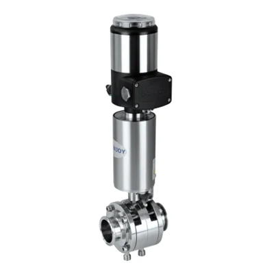 Sanitary Double Seal Mixproof Leakage Butterfly Valve with Control Top