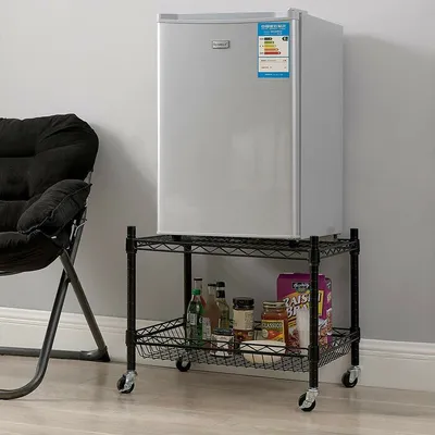 Multi-Functional 2 Tiers Compact Refrigerator Snacks Storage Rack for Apartment or Small Kitchen