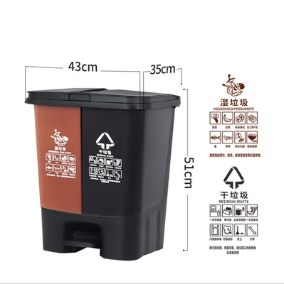 Outdoor Easy Moving HDPE Square Plastic Dustbin with Top Lid and Pedal