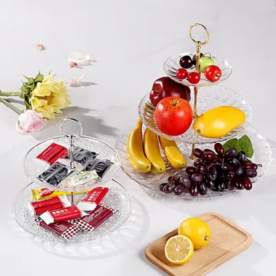 Plastic Fruit Plate - Luxury Tiered Gold/Silver Stand for Weddings