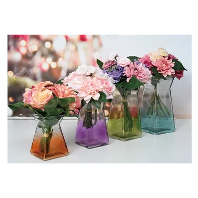 Rustic Country Hourglass Shaped Colorful Vase, Home Decorative Flower Glass Vase Centerpieces