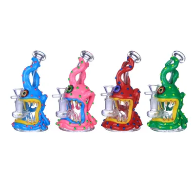 3D Octopus Smoking Glass Water Pipe Assorted Colors Oil Burner