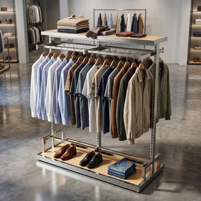 Large Capacity Metal Clothing Display Stand Heavy Duty Fast Fashion Garment Rack