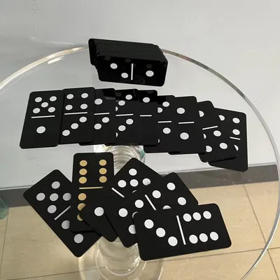 Custom Biq Size 28 PCS Double Six Black Domino Game Silk Screen Dominoes