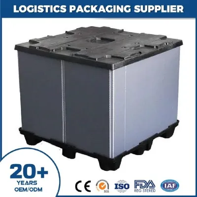 China Collapsible Foldable Plastic Pallet Box with 8 Locking Points