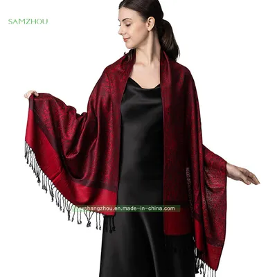 Luxe Casual-Style Jacquard Scarf Fashion Pashmina Cashmere Shawl for Women