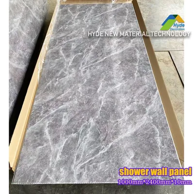 Popular 10mm Grey Marble PVC Sheet Waterproof Bathroom Wall Paneling for Interior Decorative Shower Walls