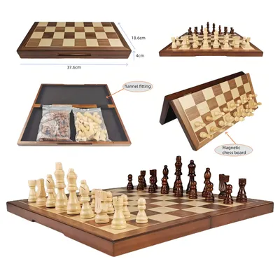 Children Adult Suit Folding Magnetic Board Game Wooden Chess