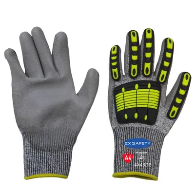 13G TPR PU Palm Coated Cut 5 Impact Resistant Gloves