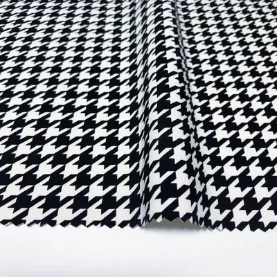 Black and White Houndstooth Pattern High Elastic Viscose/Nylon Spandex New Fashion Printed Bengaline Fabric