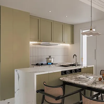 Cream Colored Modular Kitchen Cupboard Modern Design Full Complete Cabinet Set Wood Luxury Home Furniture Supplier