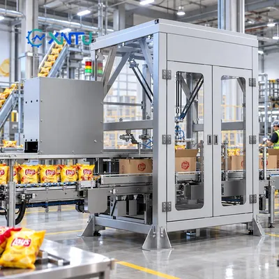 PLC Controlled Delta Robot Case Packer Touch Screen for Pouches