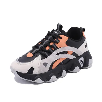 Stylish Women Sneakers Leather Upper Women Sports Shoes Height Increasing Shoes