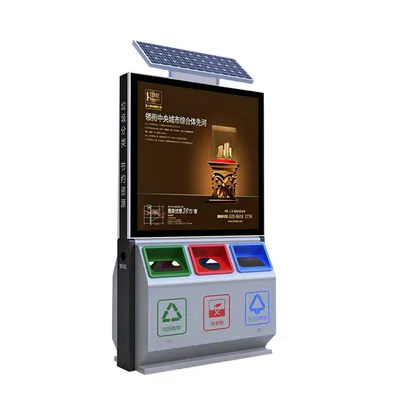 Solar Panels Recycling Bin with 3 Compartments and Advertising