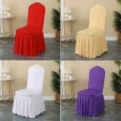 Factory Wholesale Pleated Skirt Polyester Spandex Elastic Seater Cover for Hotel Party Wedding Banquet Chair Cover