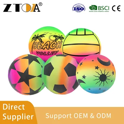 Colorful PVC Soft Toy Ball 6inch High Bounce Rainbow Beach Volleyball Football Inflatable Lightweight Unisex Sports Toy