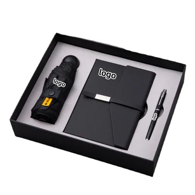 Wholesale Customized Business Gift Set A5 Notebook Umbrella Pen Gift Box Gift Set