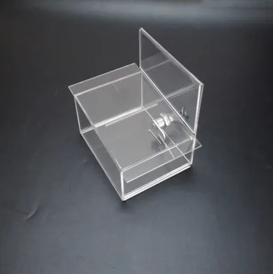 Small Clear Acrylic Children Money Charity Donation Box with Lock