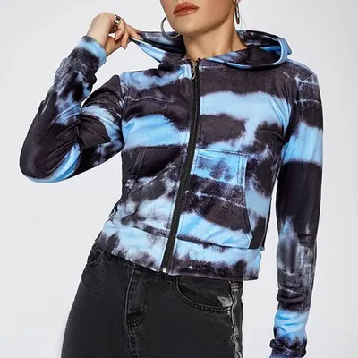 OEM Custom Long Sleeve Pullover Women Tie-Dyed Oversized Hoodie