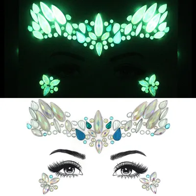 2020 Fluorescent Eye Sticker Christmas Party Eye Stickers Body Jewels Glass Crystal Face Stickers (E33)