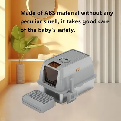 Durable Stainless Steel Litter Box with Splash Protection Feature