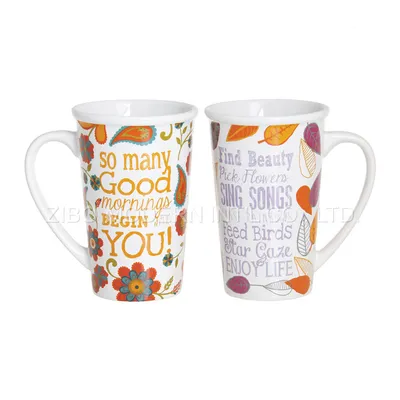 Wholesale V Shape Colorful Customizable Ceramic Coffee Mug