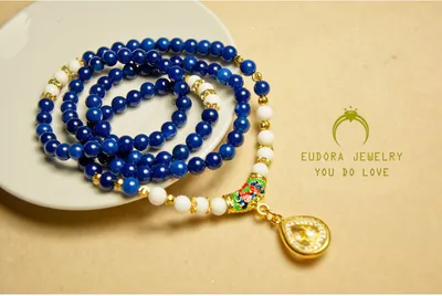Natural Blue Agate Chalcedony Fashion Jewelry Crystal Necklace (XL2401)
