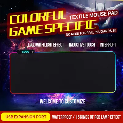Custom Logo Printed Waterproof RGB Gaming Mouse Pads with 1 USB