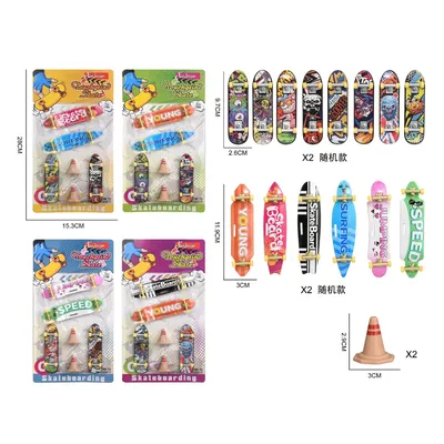Mini Fingertip Skate Toy Set, Multiple Fingerboards & Road Obstacle Props, Blister-Pack Desktop Stunt Game Toy for Boys Collection