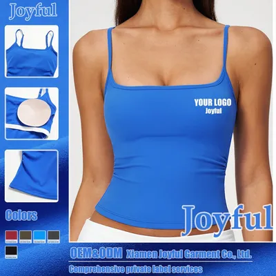 Women Fitness Clothes Sportswear Adjustable Spaghetti Strap Padded Crop Yoga Tank Top