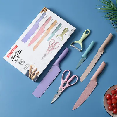 Colorful 5 Piece Kitchen Stainless Steel Knife Set with Non-Stick Surface