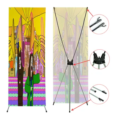 X Banner Stand with Rotating Base for 360-Degree Display
