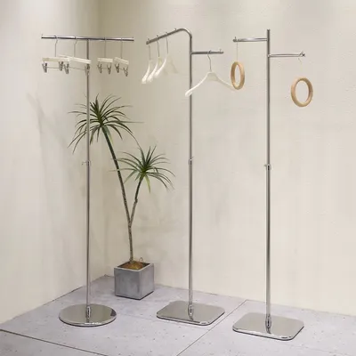 Minimalist Kd Solid Base Adjustable 2-Way Garment T-Stand for High-End Boutiques