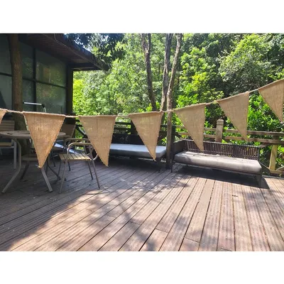 100% Natural Burlap Banners Pennant Hessian Flag Birthday Party Decor Jute Banner