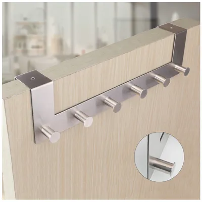 Stainless Steel Free Installation No Drilling Bathroom Washroom Toilet Locker Room Multiple Cloth Towel Coat Robe Hat Wall Hanger Over The Door Hook