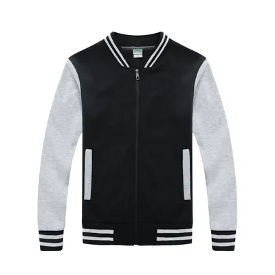 Black Causal Performance Men Custom Varsity Jacket Breathable Clothing Embroidered Customized Zip Sweatshirt