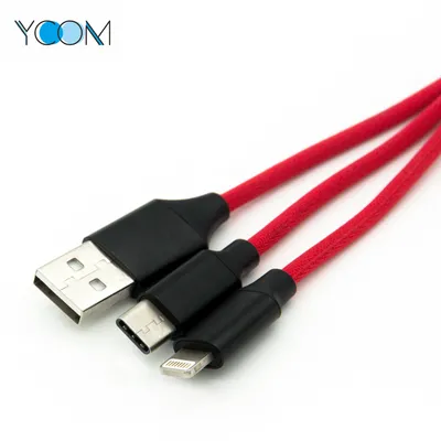 Charging + Data USB Cable 2 in 1 for Type C and for Lightning