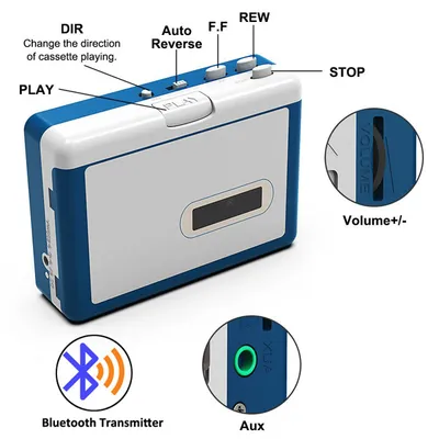 Ezcap215 Stereo Bluetooth Cassette Player Support Auto Reverse Can Be Used as a Personal Cassette Player Walkman