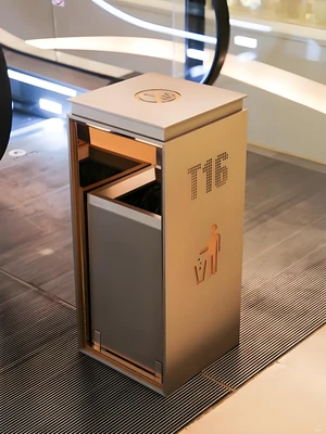 Hotel Classification Trash Can with Ashtray, Commercial Environmental Sanitation Fruit Skin Box